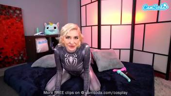 Camsoda - Blonde Teen Cosplay Plays As Spider Girl Masturbates On Cam