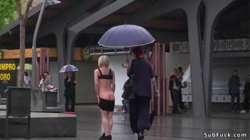Blonde spinner humiliated in public